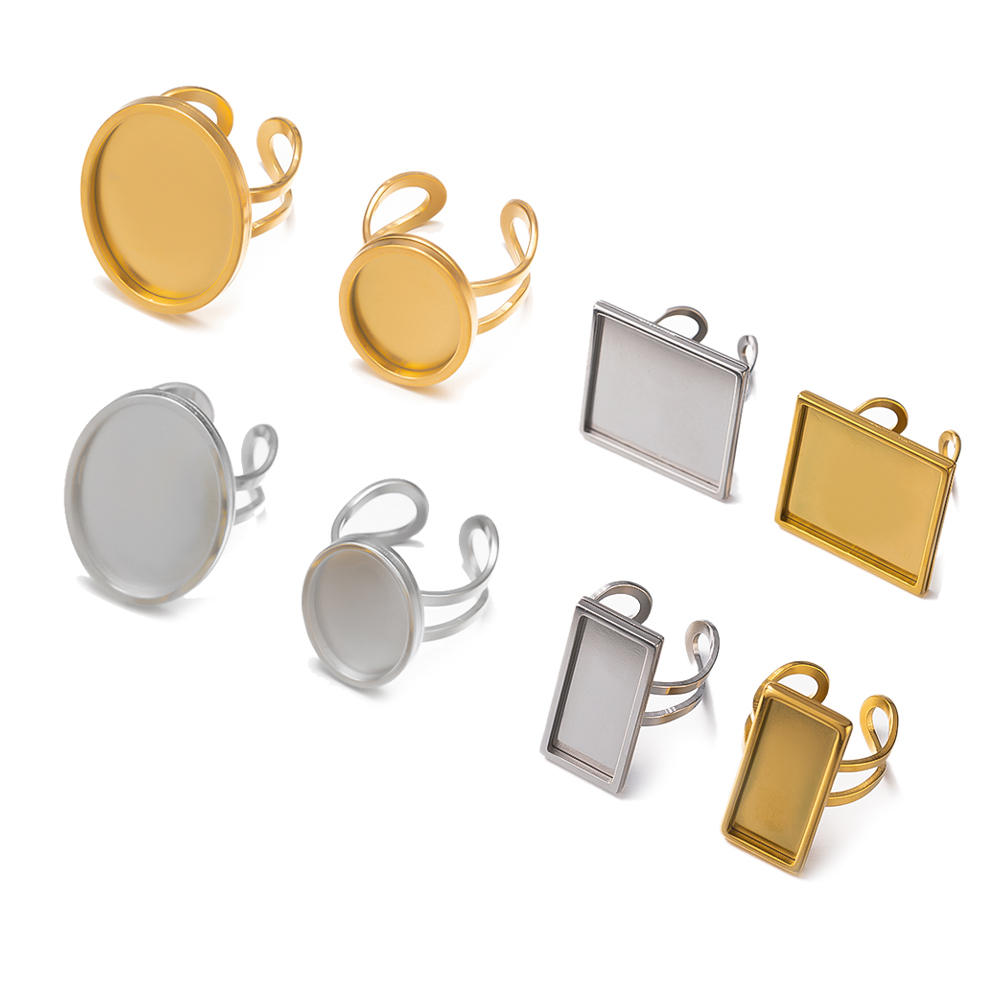 Ring Set Adjustable - 4 szt. Ze stali nierdzewnej złoty
