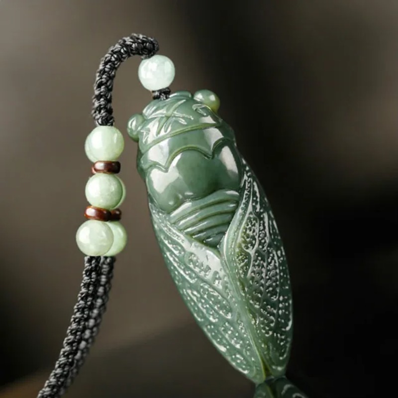 Women Accessories For Hand - Naturalny Hetian Jade cykada wisiorek naszyjnik