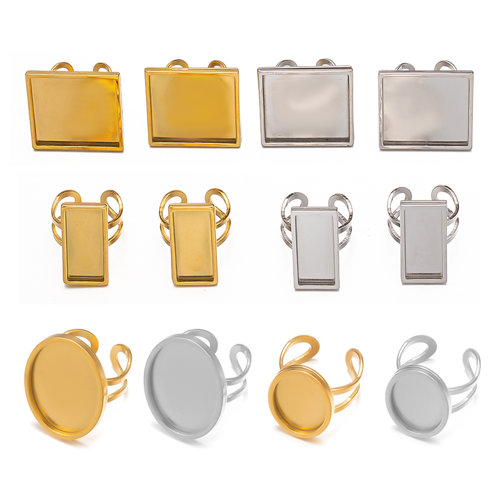 Ring Set Adjustable - 4 szt. Kwadratowa owalna pusta podstawa