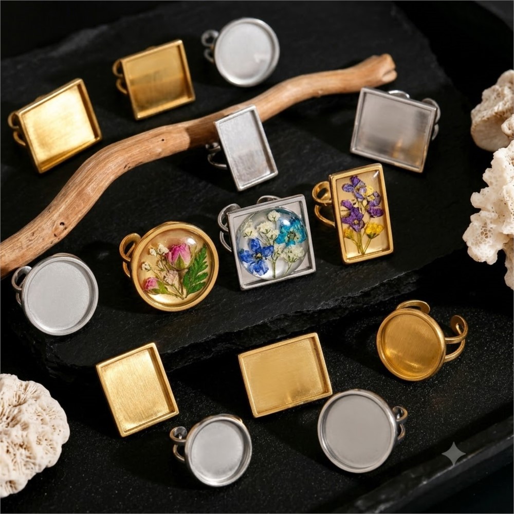 2 szt. Kwadratowe, płaskie baz – Ring Set Adjustable recenzja i cena