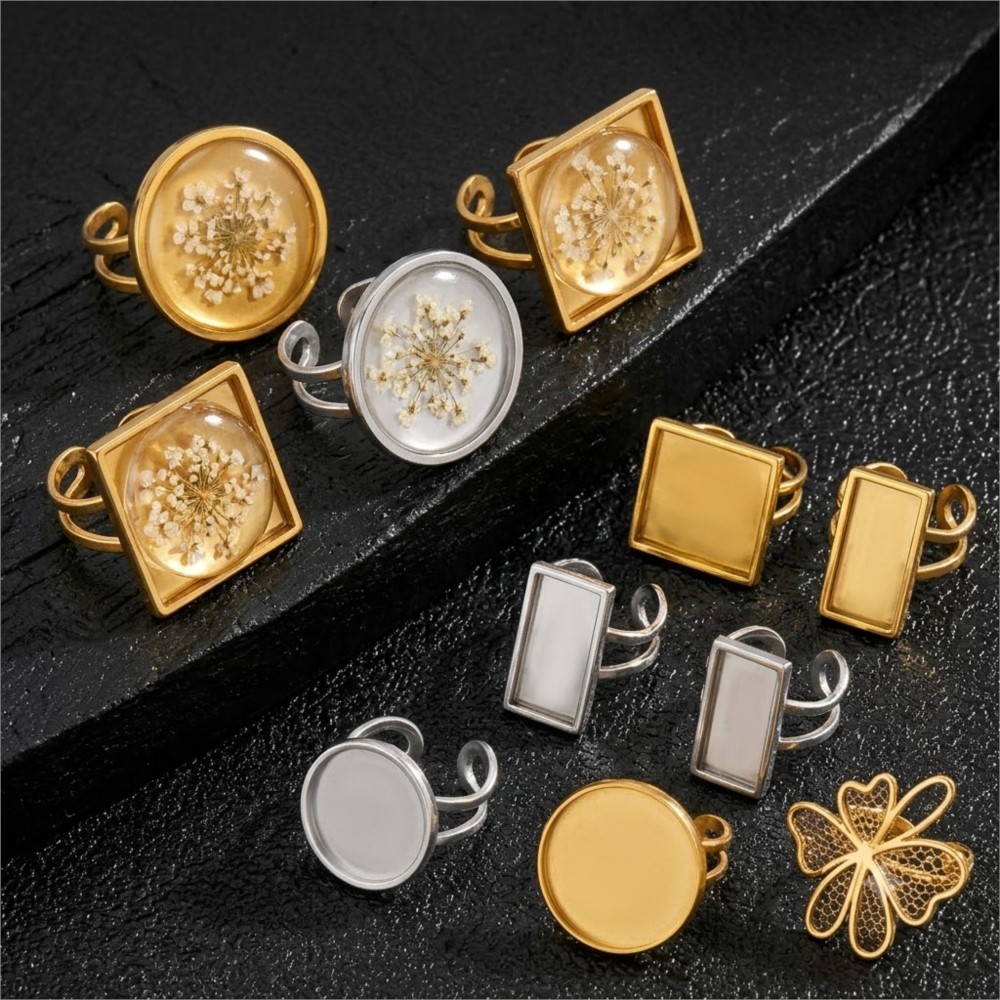 2 szt. Kwadratowe, płaskie baz – Ring Set Adjustable recenzja i cena